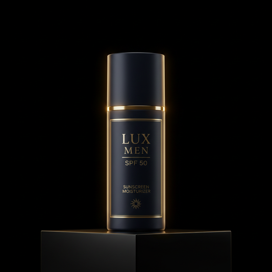 Premium SPF 50+ Dark Background Gold Accents